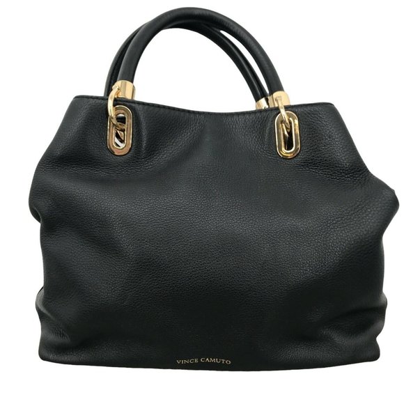 Vince Camuto Handbags - Vince Camuto Womens Black Soft Genuine Leather Top Handle Tote Handbag